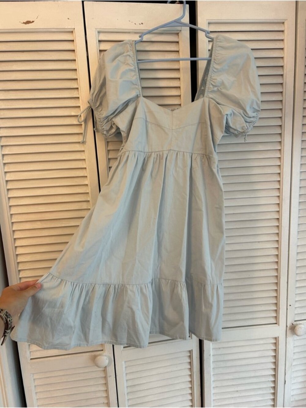 Women’s Puff Sleeve Mini Dress in Light Blue